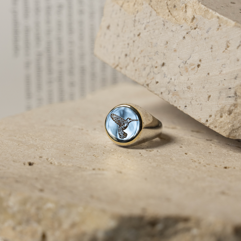 ANILLO DE SELLO PLATA CON ORO