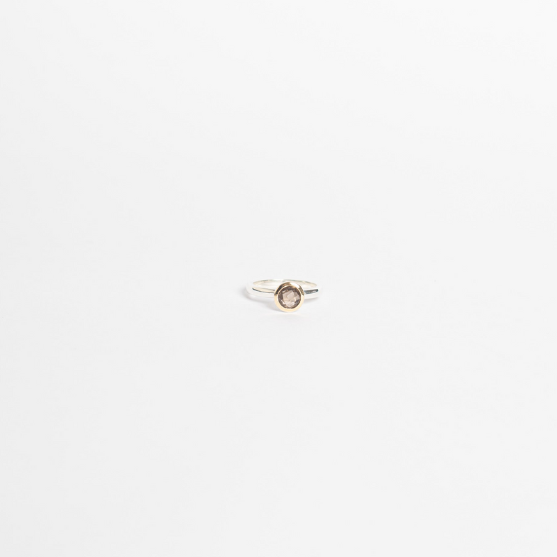 ANILLO CELLINI PLATA CON ORO Y TOPACIO FUMÉ