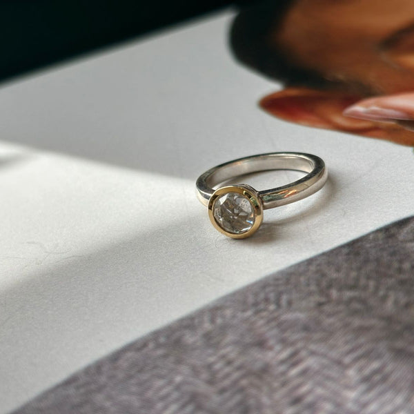 ANILLO CELLINI PLATA CON ORO Y CRISTAL