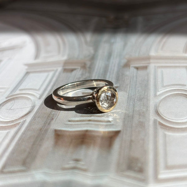ANILLO CELLINI PLATA CON ORO Y CRISTAL